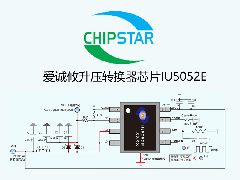 爱诚攸升压转换器芯片IU5052E应用